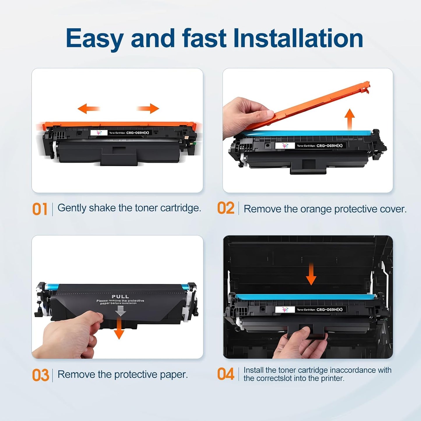 069H Toner Cartridge Set 4 Pack High Yield Replacement for Canon 069 069H Toner Cartridge Works for Canon Color imageCLASS MF753cdw MF751Cdw LBP674Cdw MF752Cdw LBP673Cdw Printer (B/C/M/Y)