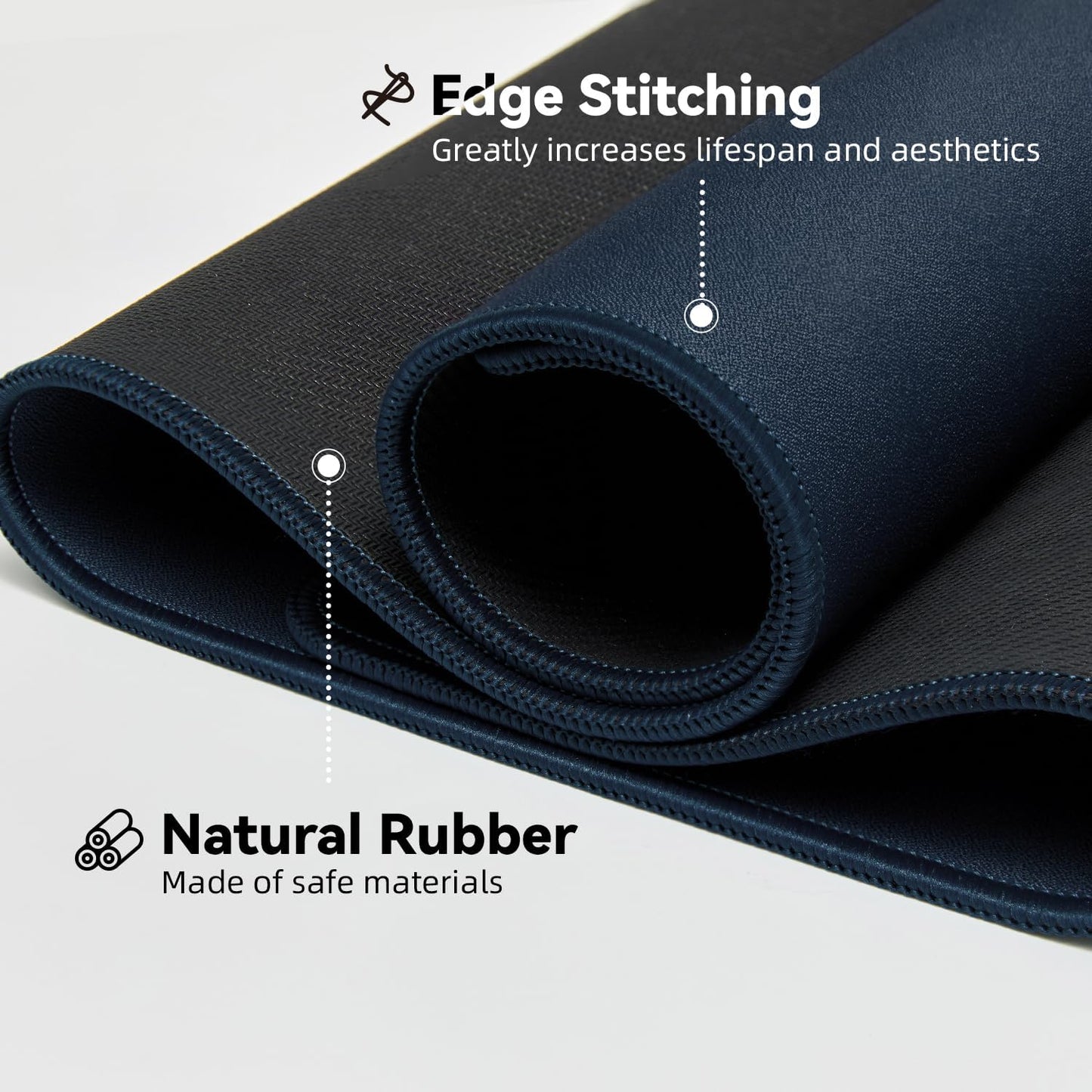 Waterproof Large Gaming Mouse Pad with Durable Stitched Edges, Non-Slip Rubber Base, Smooth Surface Mouse Mat Desk Pad for Home Office Gaming, 27.5"x11.8"x0.12", Dark Blue