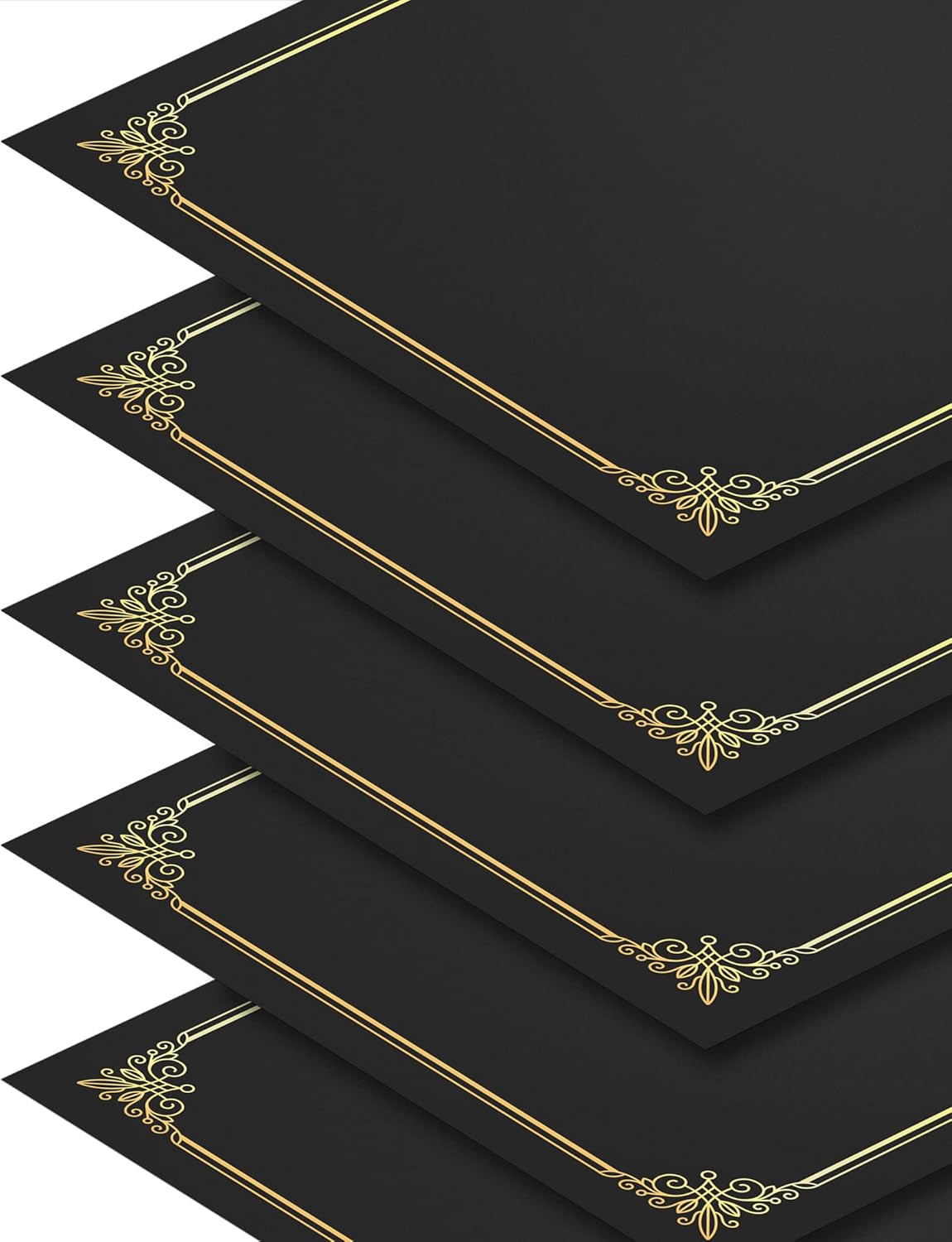 GNL Certificate Holders - 50 Packs Black Diploma Holders, Certificate Covers with Gold Foil Border, for Letter Size 8.5 x 11 Certificate Paper, Award, Graduation, Documents