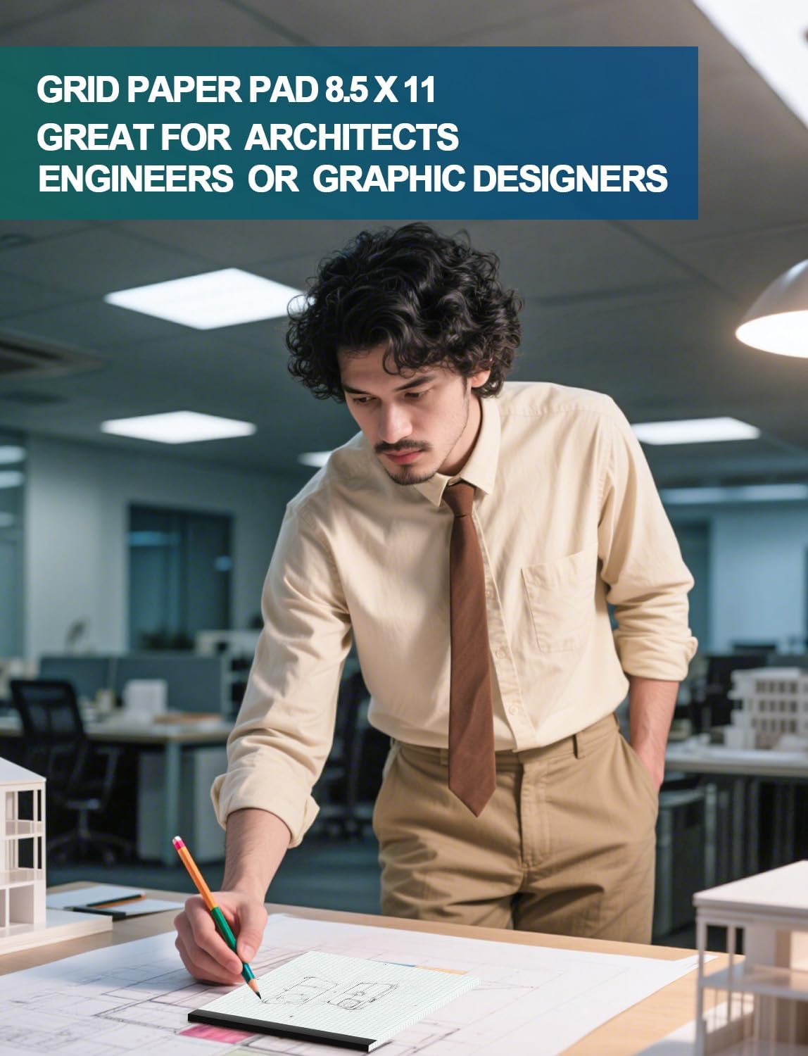 Graph Paper Pads 8.5 x 11, 4x4 Graph Ruled, 3 Pack 1/4 Graph Paper Notebooks, Grid Paper Pad Notebook 8-1/2" x 11" Graphing Paper, Perforated Quadrille Pad, 70GSM White Graft Paper Pads, 30 Sheets/Pad