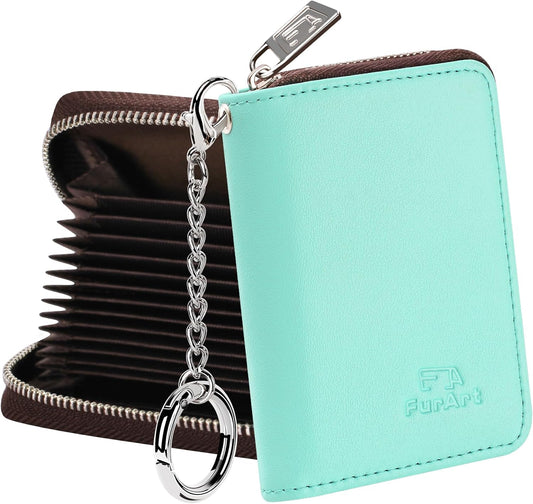 FurArt Zipper Wallet Women, RFID Blocking Credit Card Wallet, Business Card Holder, Compact Size KeyChain Wallet