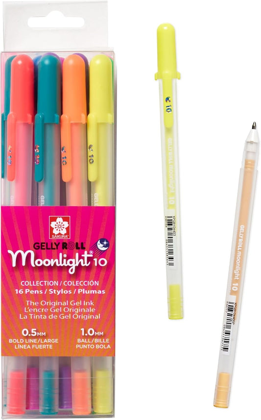 SAKURA Gelly Roll Moonlight 06 Gel Pens - Bold Point Ink Pen for Journaling, Art, or Drawing - Assorted Bright Ink - Bold Line - 16 Pack