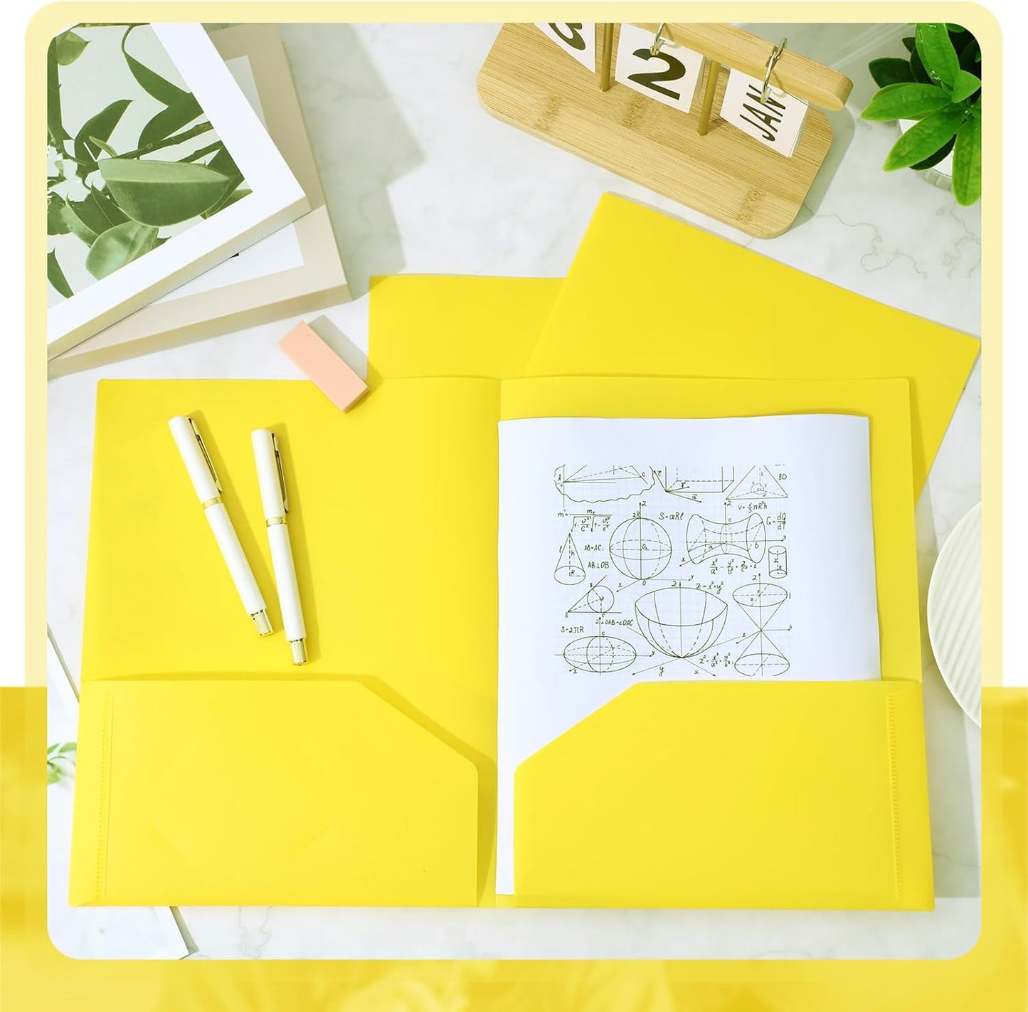 Gueevin 24 Pcs Plastic Folders with Pockets, Back to School Two Pocket Folder Fit Letter Size, Heavy Duty School Business Card Holder for Home Office, 11. 61 x 9. 45 Inches (Yellow)