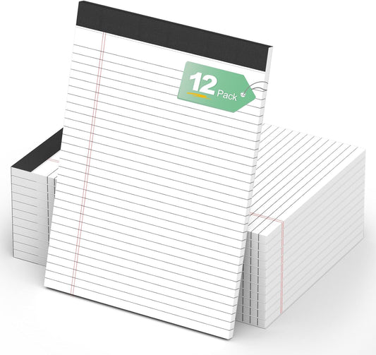 12 Pack Legal Pads 8.5 x 11 Note Pads 8.5 x 11 Inch Notepad 360 Sheets Writing Pads Wide Ruled Lined Paper Pads White Paper Note Pads 8.5 x 11 with 30 Sheets Per Legal Pad for School, Office, Home