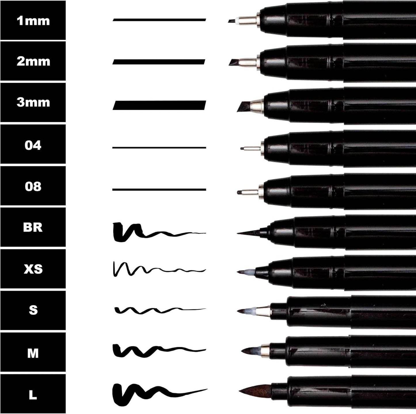 Craft 'n' Beyond Calligraphy Brush Pens Pack of 10 Markers for Hand Lettering, Art Drawing, Sketching, Scrapbooking, Journaling - Beginner Kit with Fadeproof Black Ink