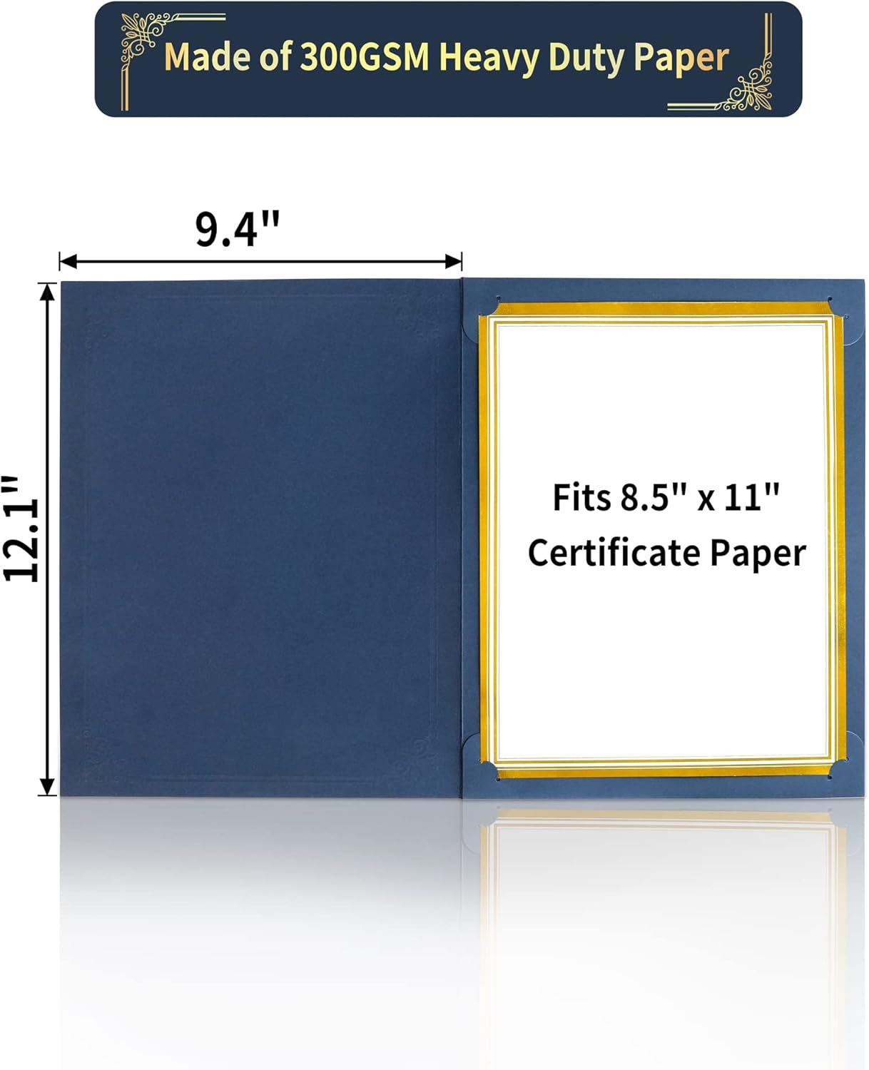 GNL 50 Packs Blue Certificate Holders - Diploma Holders, Certificate Covers with Gold Foil Border, for Letter Size 8.5 x 11 Award Certificate Paper and Documents