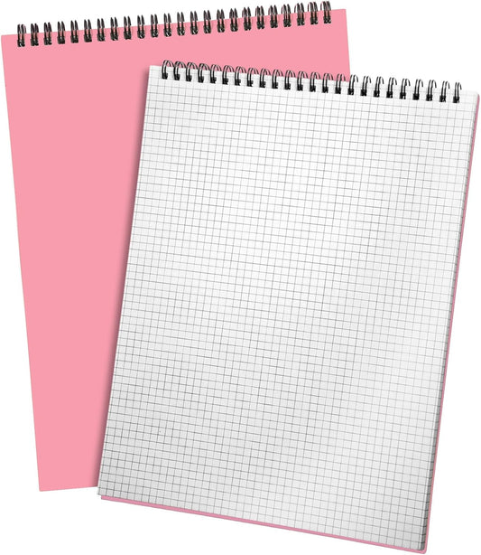 1 Pack Top Spiral Graph Paper Notebooks 8.7 X11.4 Inch A4 Grid Paper Notepad 70 Sheet Memo Steno Pad for Engineering Writing Sketching Drawing School Office Supplies (Pink)