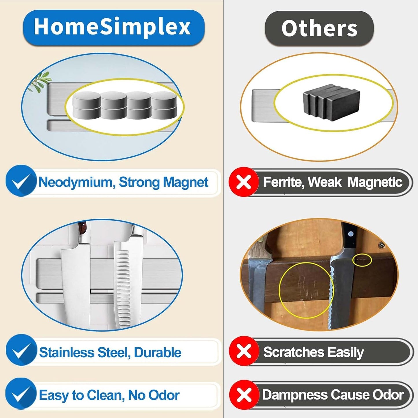 17 Inch Magnetic Knife Holder for Wall, Adhesive Knife Magnetic Strip No Drilling with 12 Hooks, Powerful Magnetic Knife Strip, Magnetic tool Holder for Kitchen Knives & Utensils (Silver)