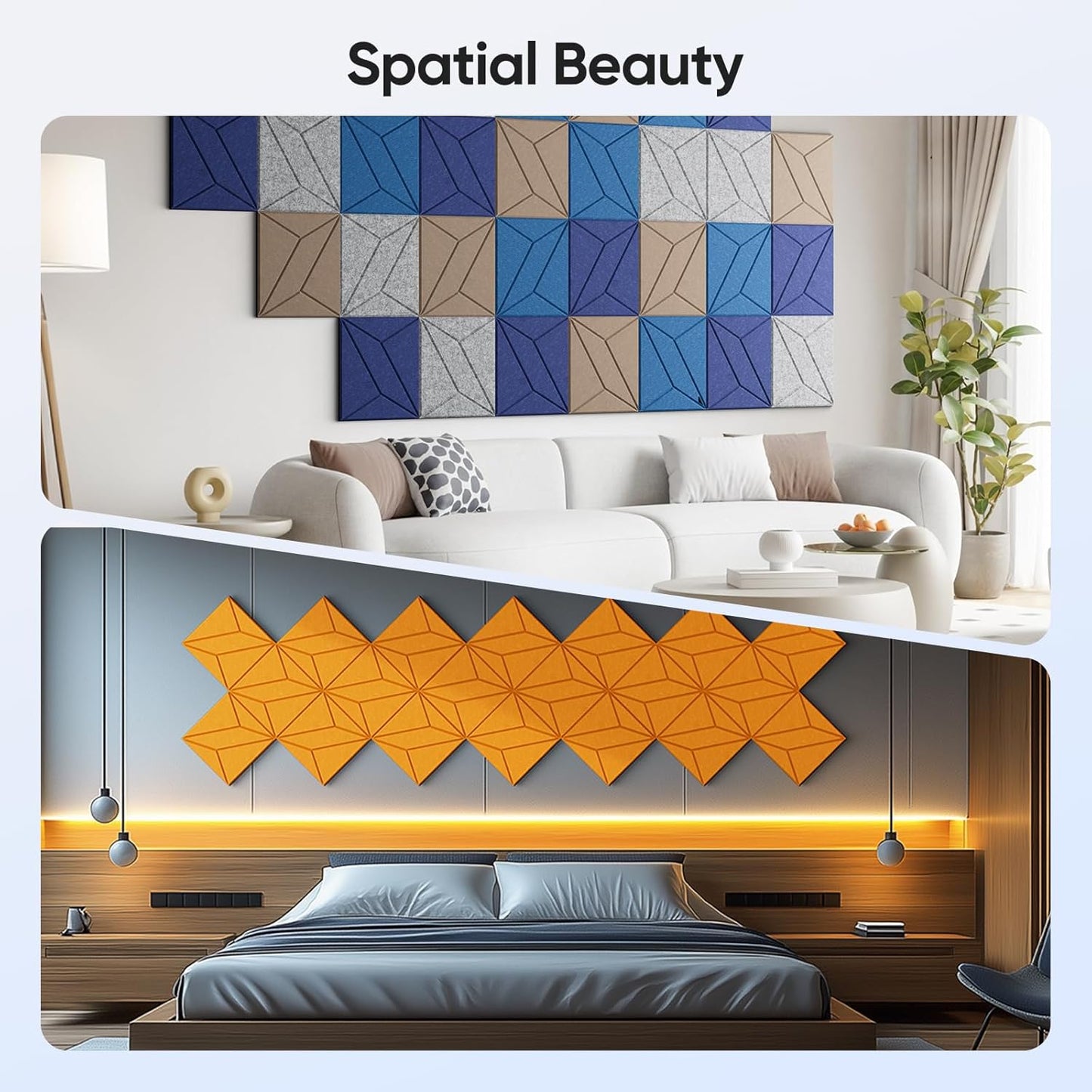 12 Pack 12" X 12" X 0.4" Acoustic Panels for Wall Sound Absorbing, P-Stripes Square Self-Adhesive Sound Panels, High Density Suitable for Multiple Scenarios(Orange)