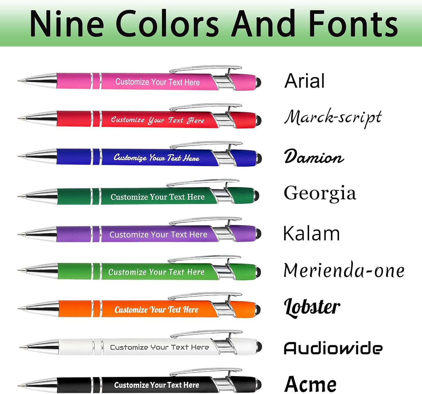 Max 500 Pcs Personalized Pens Bulk, Custom Pens with Free Engraving, Customized Stylus Tip Ballpoint Pen with Your Name Massage Text for School Office Business Graduation Anniversaries-200 Packs