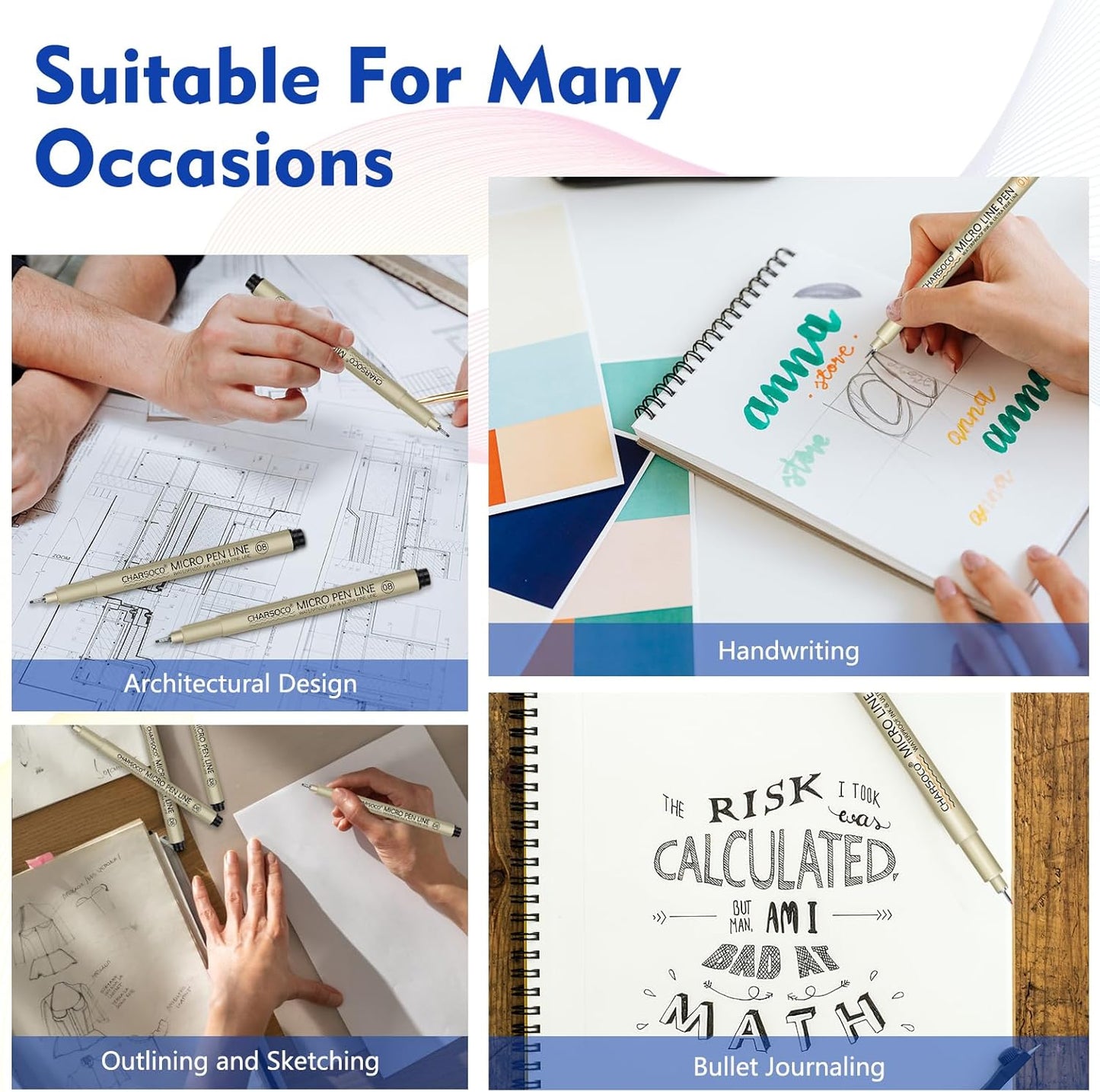 01 Micro Pen, 6 Pack Brown Fine Point Pen with Waterproof Archival Ink, 0.25mm Fineliner Ink Pens for Artist Illustration, Sketching, Anime, Manga, Technical Drawing and Scrapbooking