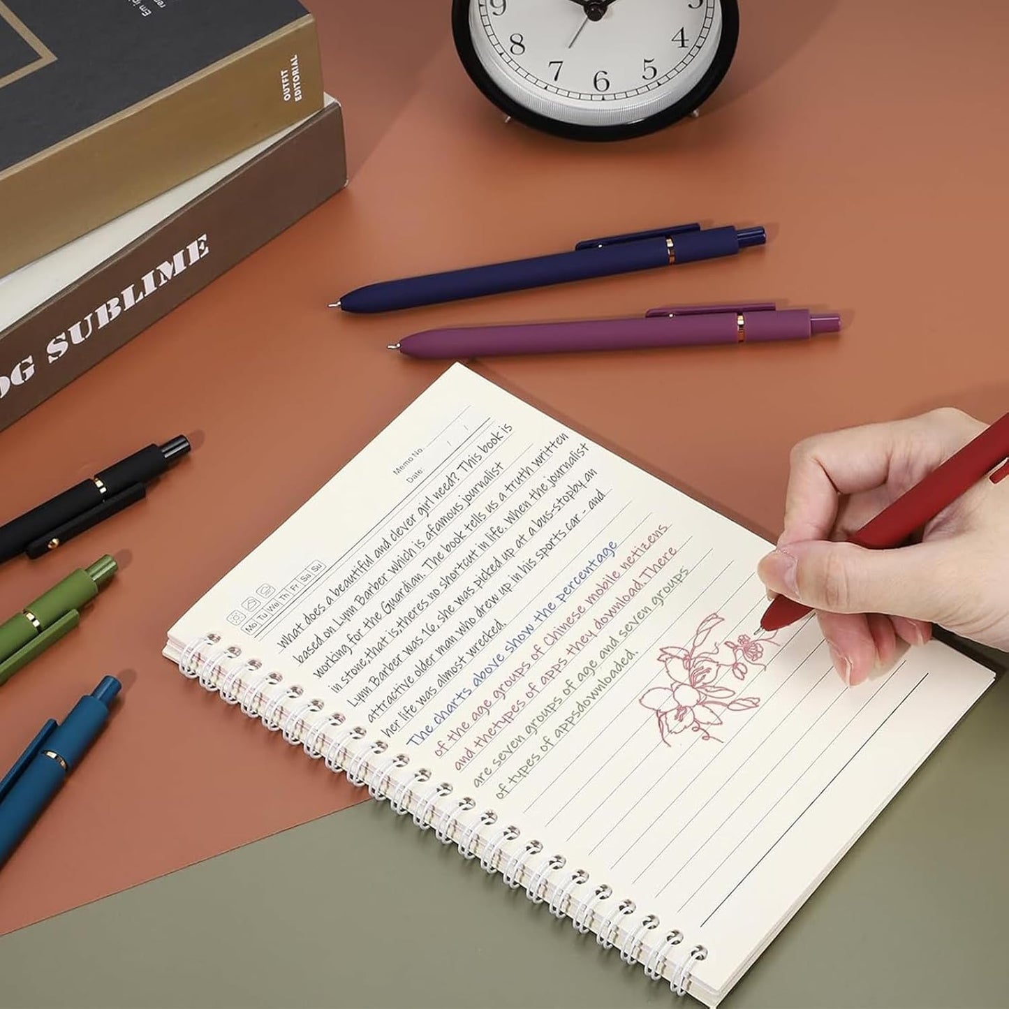 Colored Pens,6Pcs Colorful Gel Pens, Smooth Writing For Journaling, 0.5mm Fine Point,Ballpoint for Office School Supplies,Gifts for Women Men Student(Vintage)