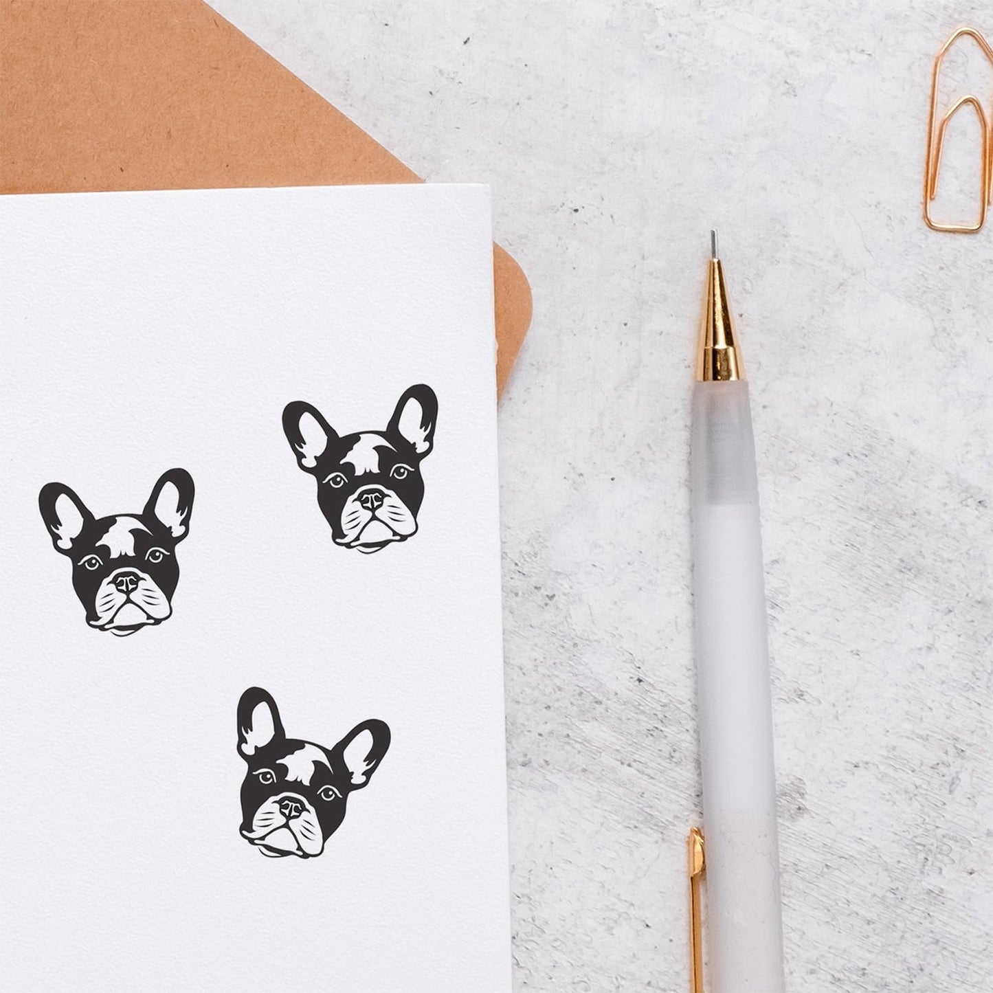 French Bulldog Stamp / 2000 Plus Self Inking Dog Stamper / 9/16" Small Black Puppy Imprint/Classroom Reward Teacher Stamp/Pet Animal Shelter Office Supplies