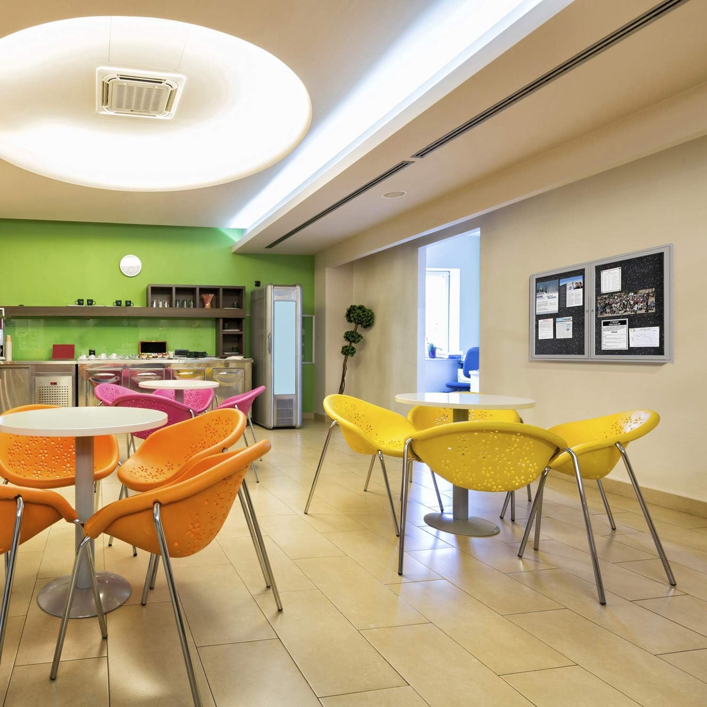 Ghent 36"x36" 1-Door indoor Enclosed Recycled Rubber Bulletin Board, Shatter Resistant, with Lock, Satin Aluminum Frame,Confetti (PA13636TR-CF) ,Made in the USA