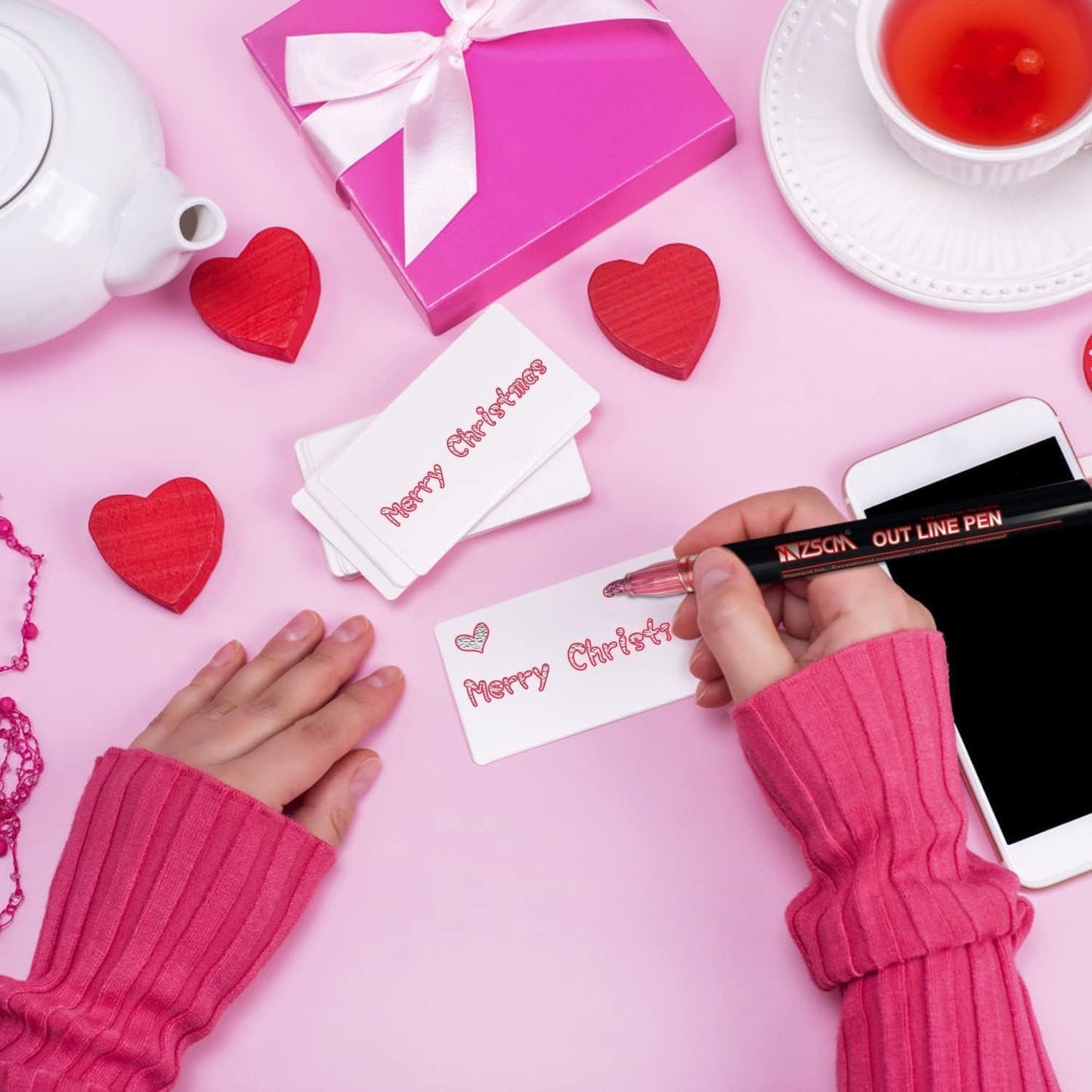 Outline Shimmer Markers, 28 Glitter Metallic Gel Pens for Coloring, Tween Teen Girl Gifts Trendy Stuff, Halloween Basket, Birthday Party, Cool Fun Art Crafts Supplies for Kids Girls Ages 8 10 12 14 16