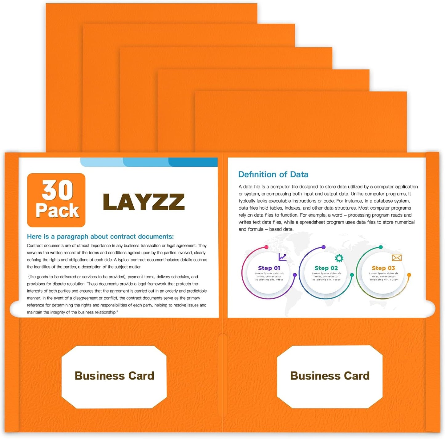 Folders with Pockets, LAYZZ 30 Pack Paper Pocket Folders, 2 Pocket Folders Fits Letter Size Paper, for School Office and Home (Orange)