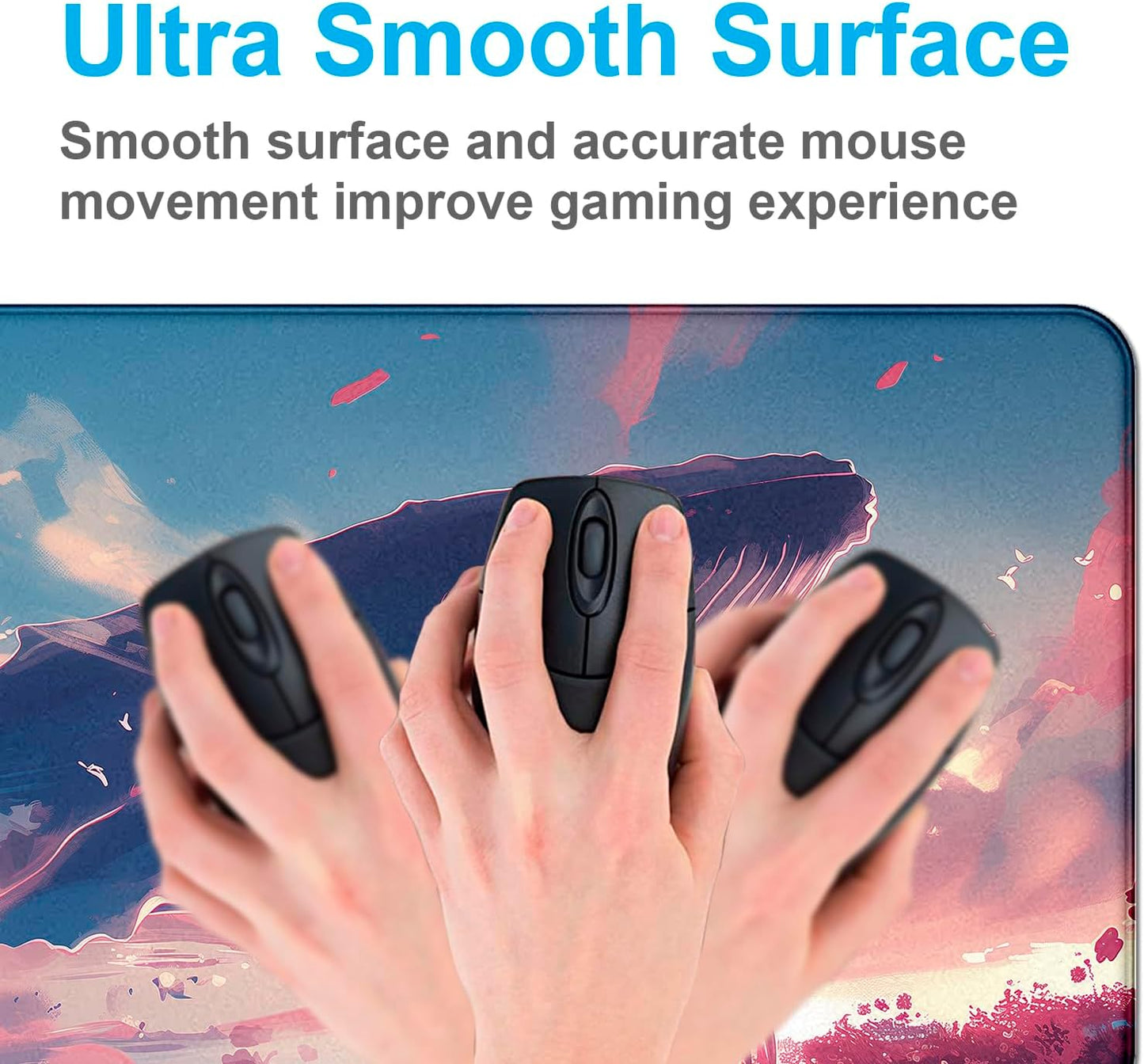 Cute Sky Whale Fish Dream Fantasy Mouse Pad, Stitching Edge Computer Game Keyboard Pad Whale, Large Women's Office Desk Accessories Decorative Mouse Pad 35.4 x 15.7 Inches