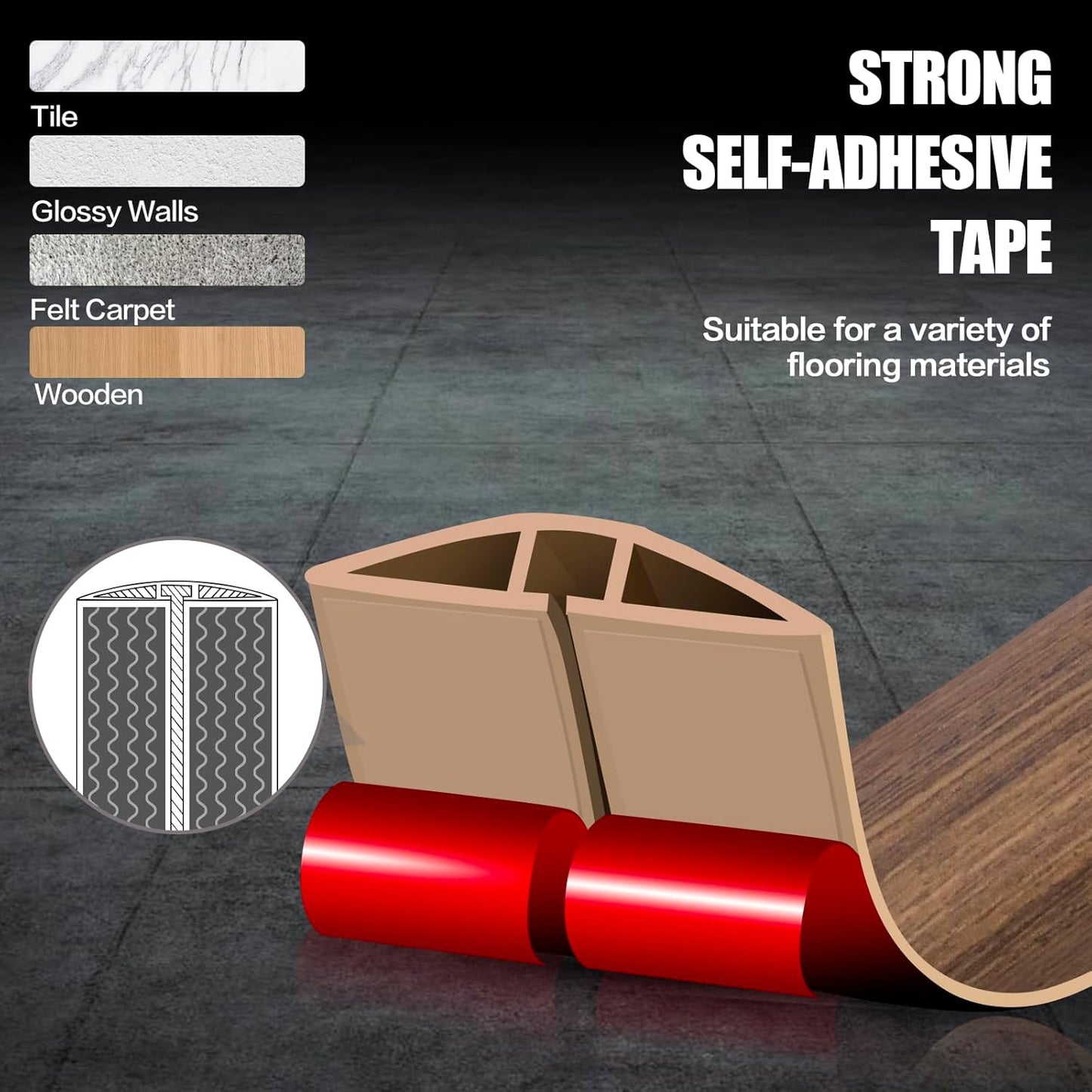 Floor Cord Cover Cable Cavity Self Adhesive Cord Hider Floor 10FT Floor Cable Management Power Cord Protector Floor Electric Cord Covers for Offices, Gym, Exhibitions (Misty Brown Wood, 1.97" x 10')