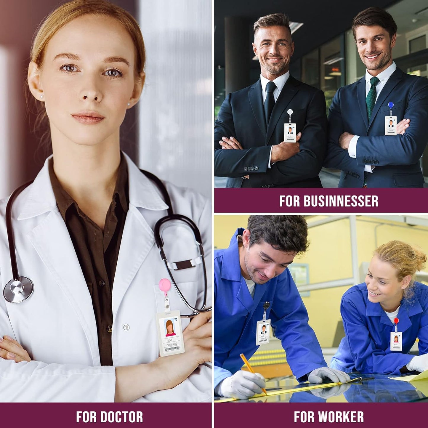 Handepo 200 Pcs Retractable Badge Reels Bulk Retractable Badge Holders with Clips ID Holder Key Ring Clip for Office Worker Students Teachers Doctor Nurse Name ID Card Holder Key Card(Colorful)