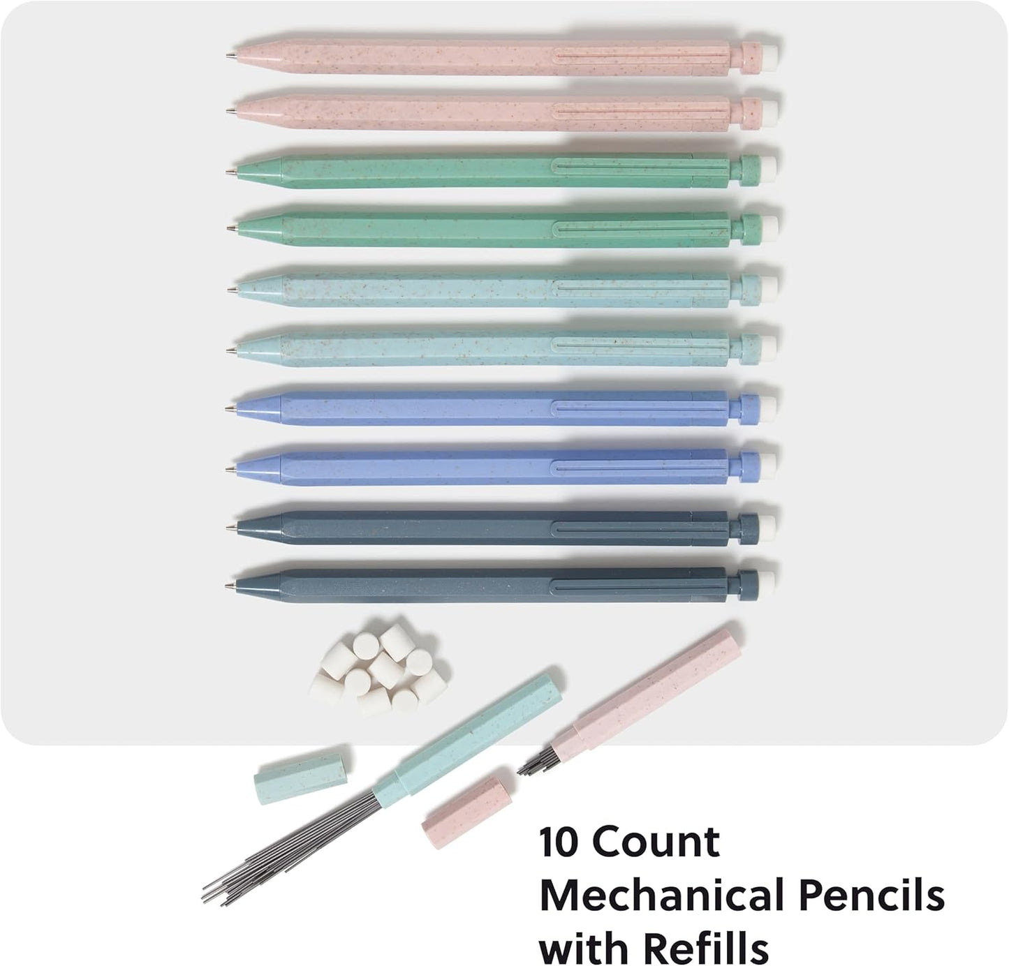 U Brands U-Eco Recycled Mechanical Pencil Set, Bulk Mechanical Pencils 0.7mm, Speckled Brights, Medium Lead, School Supplies, 10 Pack