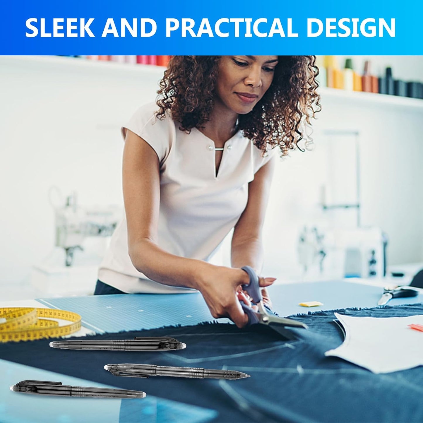 12pcs Heat Erasable Pens for Fabric Marking Pens Fabrics Markers for Quilting Sewing DIY Dressmaking Tailors Chalk (Black)