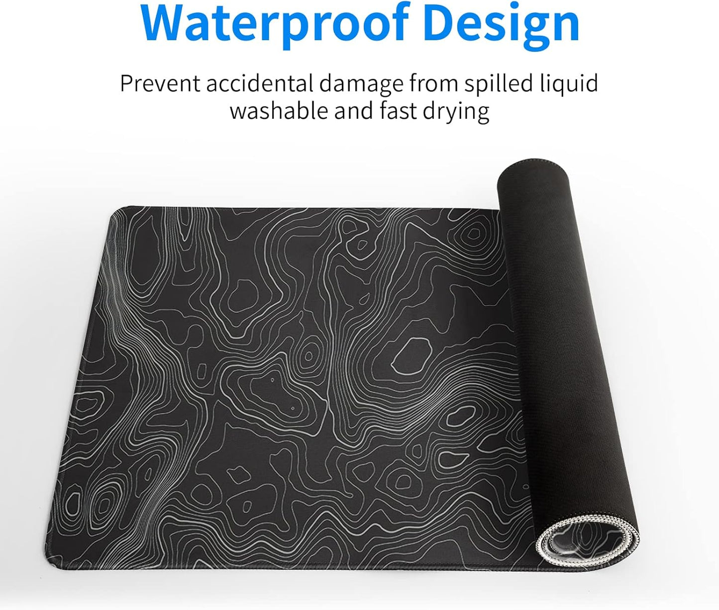 Topographic Contour Extended Big Mouse Pad Large,Gaming Mouse Pad Desk Pad,27.6x11.8 Inch Long Computer Keyboard Mouse Mat Mousepad with 3mm Non-Slip Base and Stitched Edge for Gaming and Office