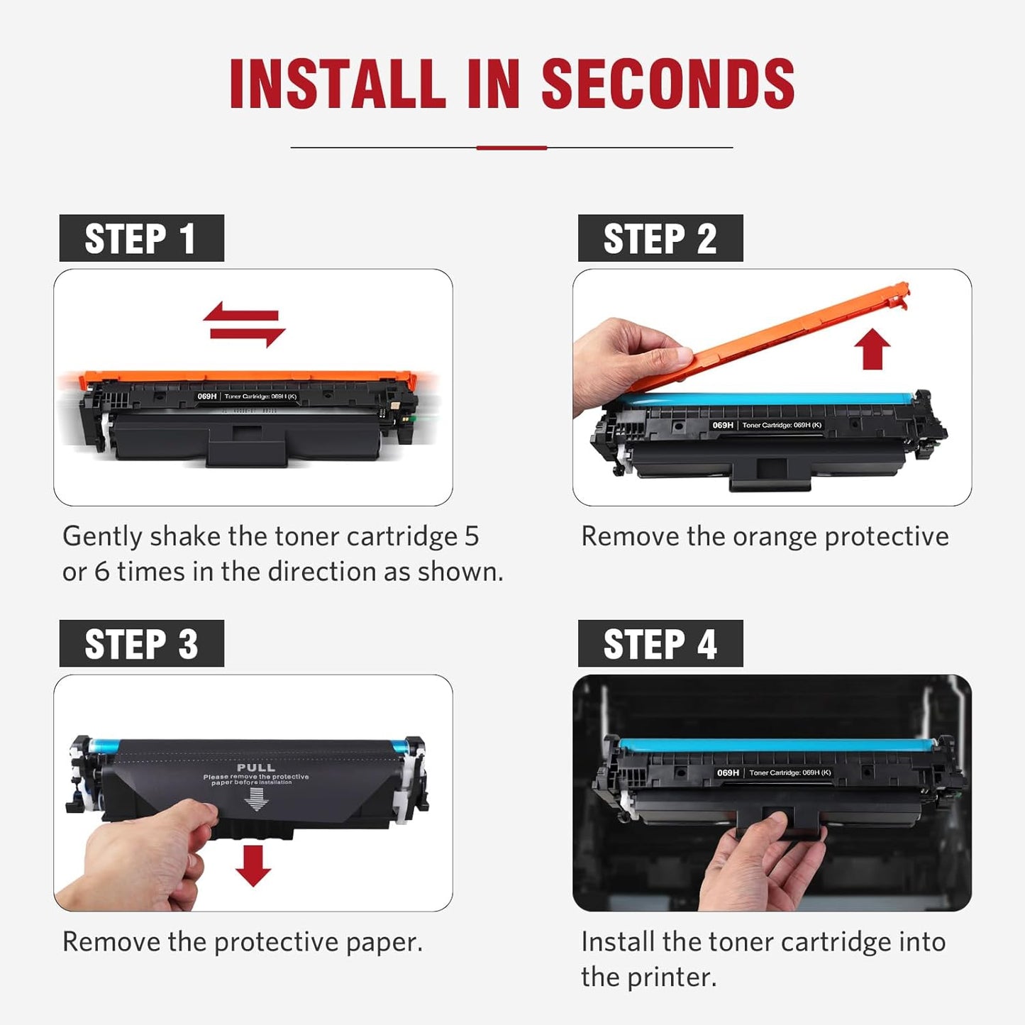 069H 069 High Capacity Toner Cartridge 4-Pack (with Chip) Compatible Replacement for Canon 069H Works for Canon Color ImageCLASS LBP674C MF750C Series MF753Cdw MF751Cdw LBP674Cdw Printer