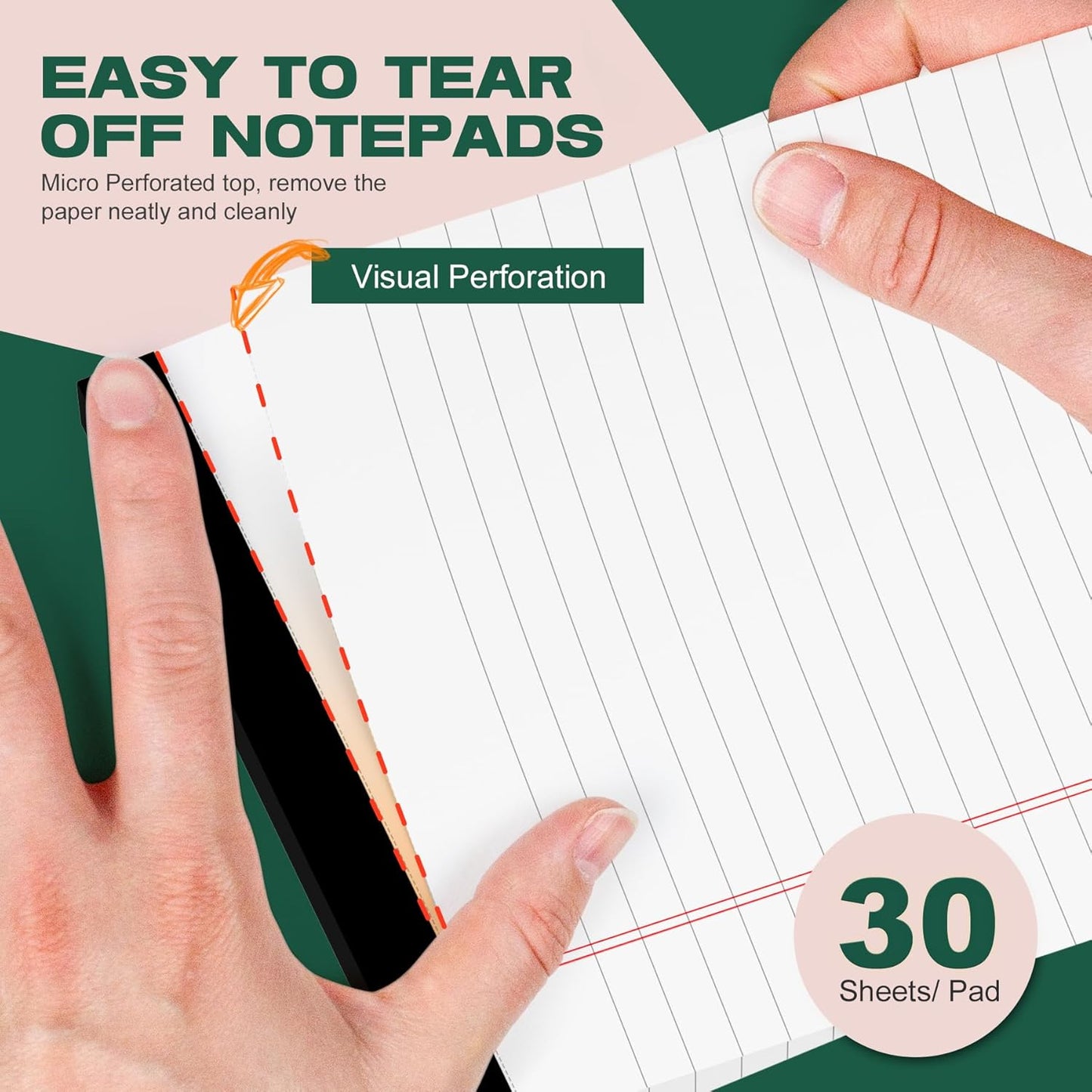 12 Pack Note Pads 5x8, Small Legal Pads 5x8 White Writing Paper for Work, Mini Notepads College Ruled Paper with Sturdy Back 25 Lines, Perforated Legal Note Pad 5" x 8", 30 Sheets Per