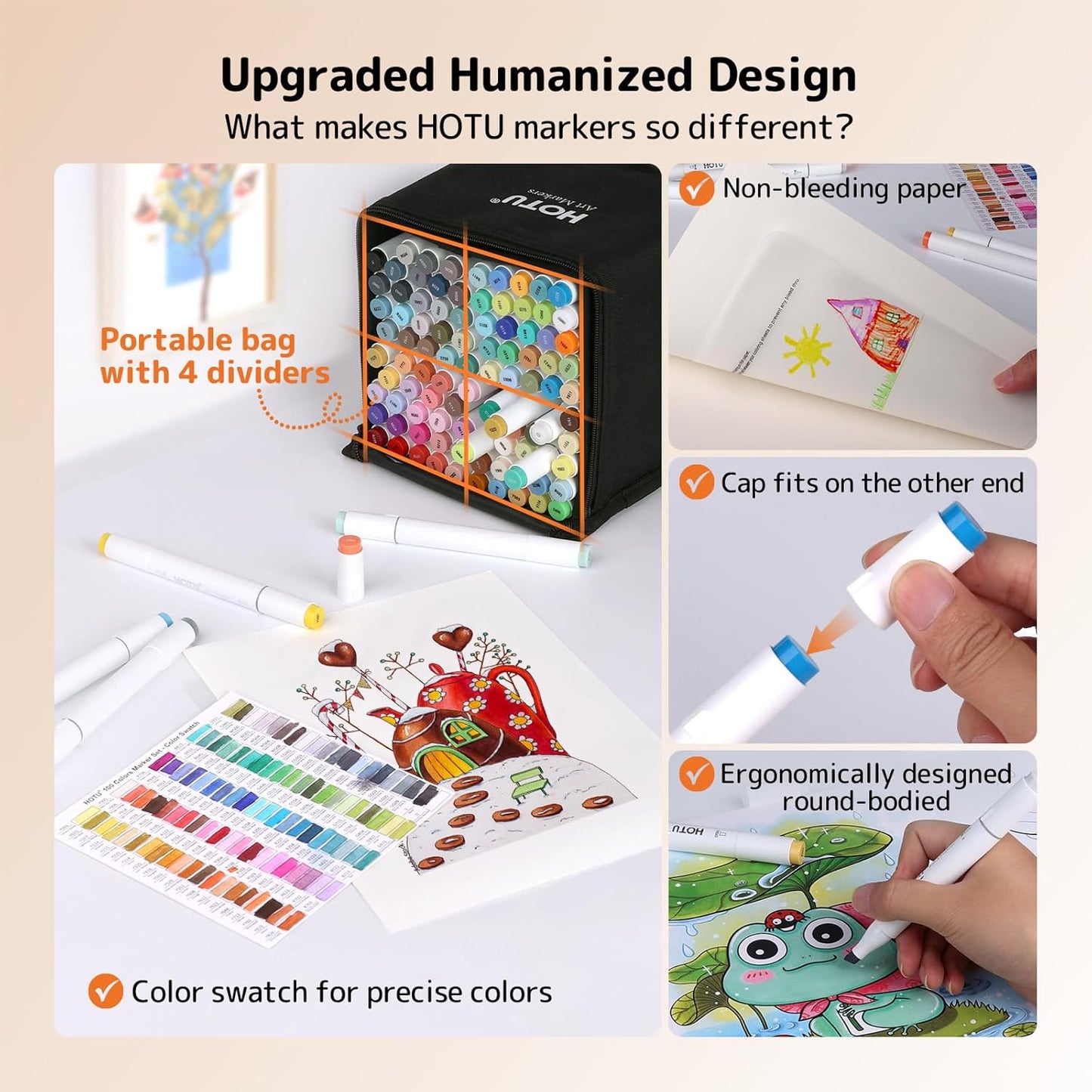 Alcohol Markers, [Beginner Preferred] 100 Vibrant Colors & Dual Tips Art Markers for Kids/Adult Coloring, with Pro Ink, Seamless Blend, Non-Bleeding Pad, & Color Card, for Amateurs/Artists