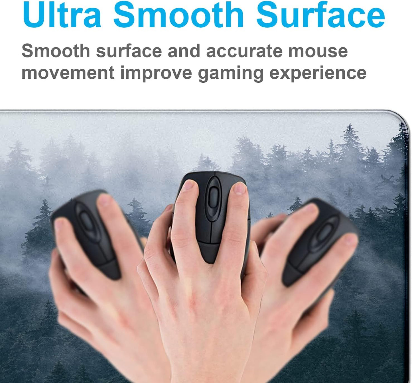 Large Extended Gaming Mouse Pad with Stitched Edges, Non-Slip Waterproof Rubber Base Mouse Pad for Office, Computer, Keyboard, Laptop and Home Desk Pad 35.4 x 15.7 x 0.12 Inch (Grey Forest)