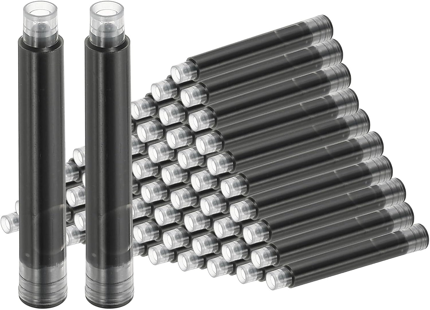 PATIKIL 60Pcs Fountain Pen Ink Cartridges, 3.4mm Bore Diameter Pen Ink Refill Standard International Refill Cartridges for Writing Business, Black