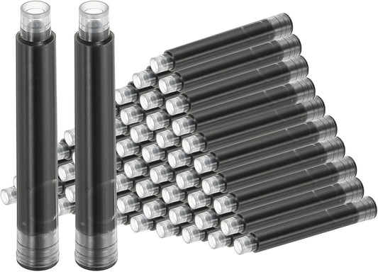 PATIKIL 60Pcs Fountain Pen Ink Cartridges, 3.4mm Bore Diameter Pen Ink Refill Standard International Refill Cartridges for Writing Business, Black