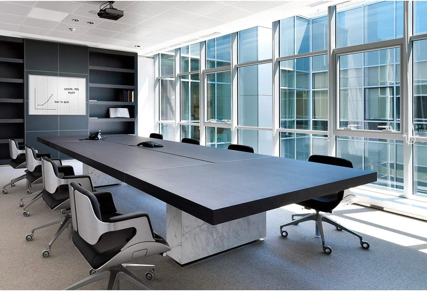 Ghent Grid 4' x 8' Magnetic Whiteboard, Aluminum Frame, 1" Grid Squares (GRPM321G-4)