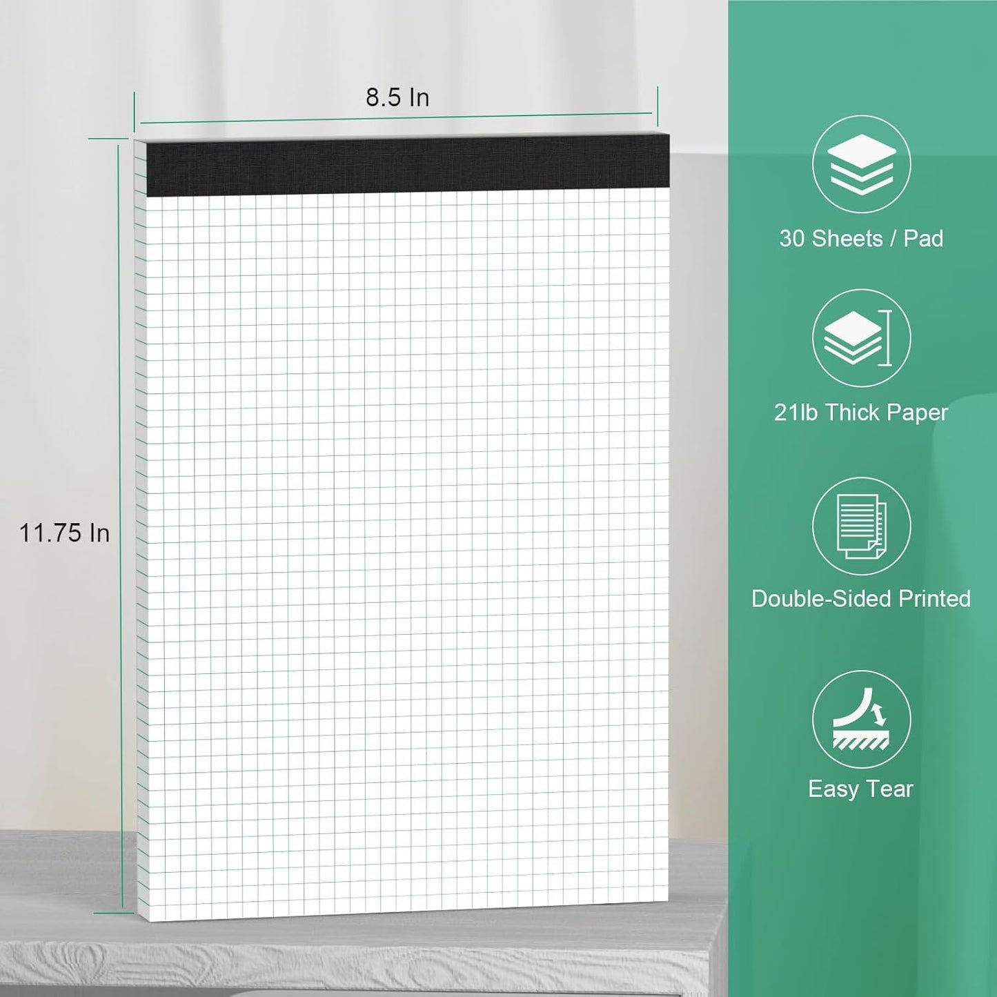 2 Pack Graph Paper Pad 8.5 x 11 Quad Ruled Graph Pads 4x4, White Grid Paper Pad Letter Size 8.5 x 11-Inch, Micro-Perforated Graph Paper Notebook Square Math Paper Writing Pads for Office School