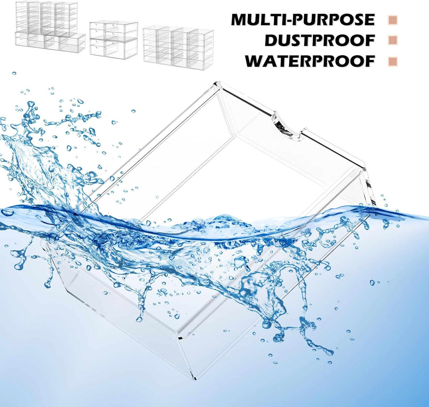 Makeup Organizer Storage With 30 Drawers, 6 Pack Desktop Office Supplies, Desk Organizers, Clear Desk Accessories, Dustproof Drawer Organizer and Storage for Make Up, Jewelry, Pen, Desktop Stationary