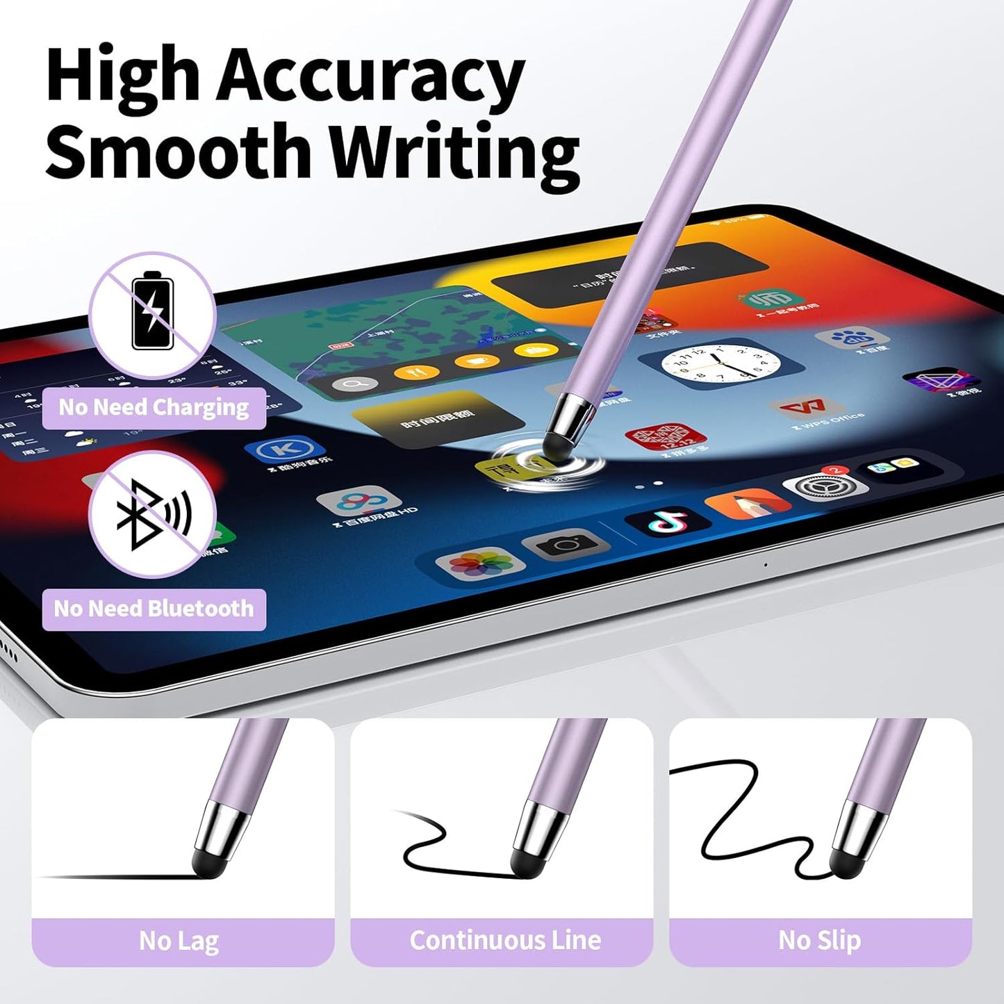 10 PCS Stylus,Stylus Pen for Touchscreen,Stylus 2-in-1 High Sensitivity & Precision Suitable for Touch Screens of iPhone/ipad/Android Tablets(10 Stylus Pen Purple/Black + 20 Tips)