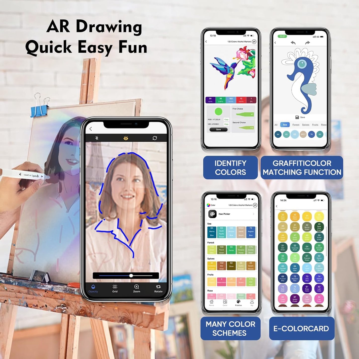 YHC 120 Colors Alcohol Markers for Artists, Free APP for Coloring, Dual Tips Alcohol-Based Markers for Drawing,Painting and Sketching, Great Gift Idea for Kids and Adults