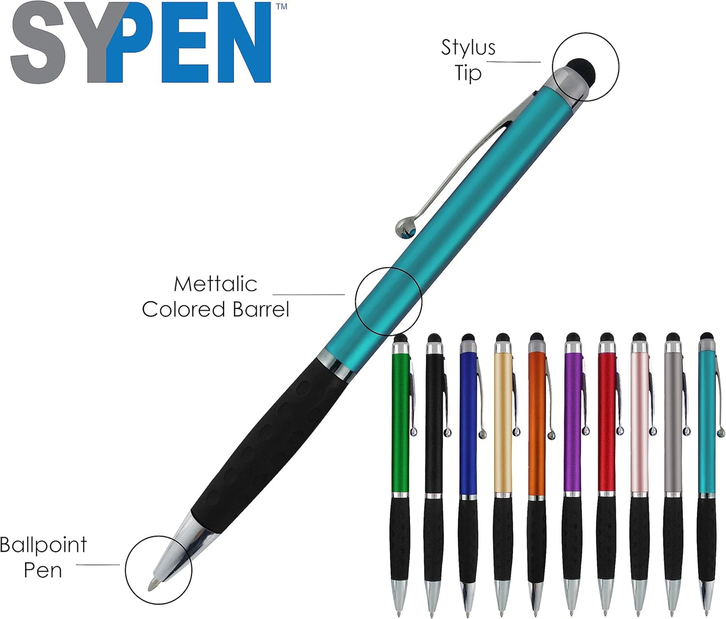 Personalized Pens With your Custom Logo or Text-600 Pack Bulk-for Businesses, Parties, and Events, 2 in 1 Ballpoint Pen & Stylus for Touchscreen Devices, L'Blue Barrel, Black Ink