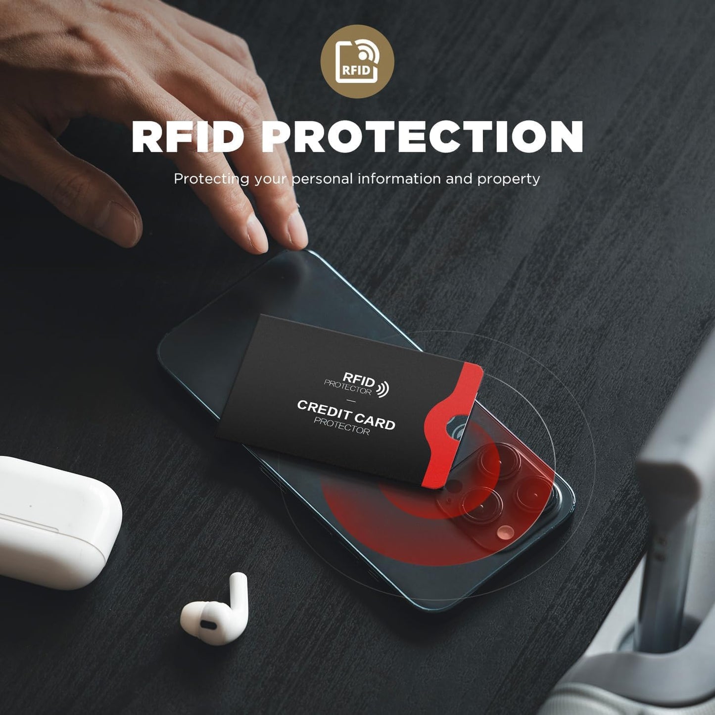 12 PCS RFID Blocking Sleeves, Credit Card Holder for Women Men Protect Cards Identity from Electronic Theft Travel Case Set (Navy Blue)