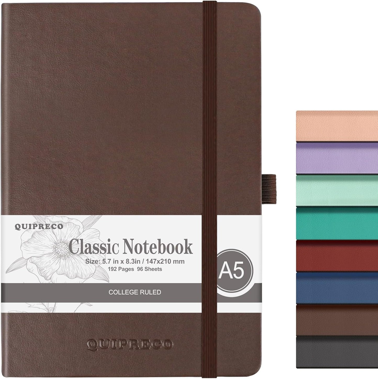 Hardcover Lined Bullet Dotted Journal Notebook, A5 140 192 Pages 100 120Gsm Paper College ruled for School,Work,Travel,and Daily Planning，5.7''*8.3'' (1, Brown, A5 Lined)