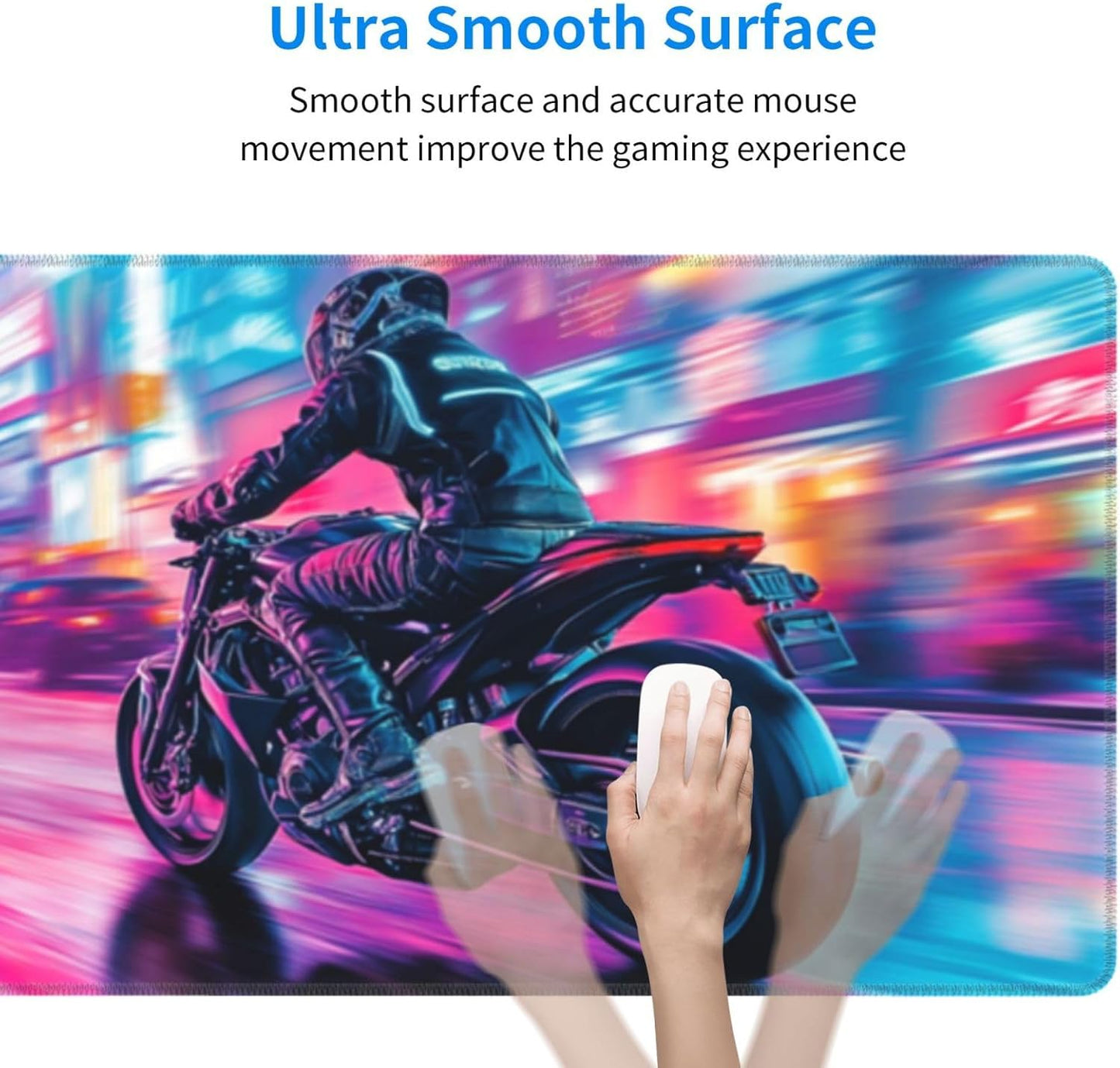 Motorcycle Mouse Pad 31.5 X 11.8 Inch Big Desk Rubber Base Stitched Edges Keyboard Pad XXL Mouse Mat for Home Game and Office