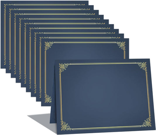 GNL Certificate Holders - 10 Packs Navy Blue Diploma Holders, Certificate Covers with Gold Foil Border, for Letter Size 8.5 x 11 Certificate Paper, Award, Graduation, Documents