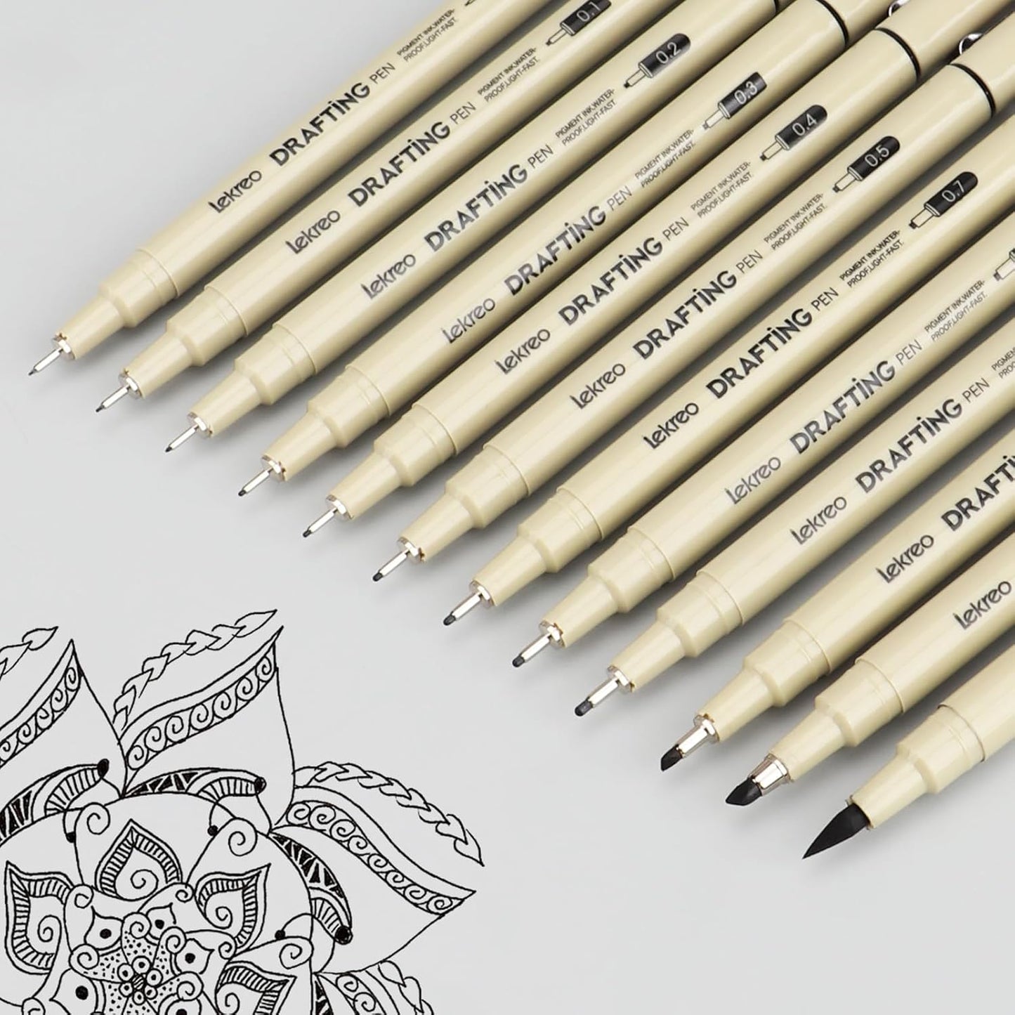 Micron 12-Piece Fineliner Pen, Assorted Point Sizes 0.05 to 3mm & Brush Pens, for Art, Writing & Bullet Journaling (12 Point Sizes)