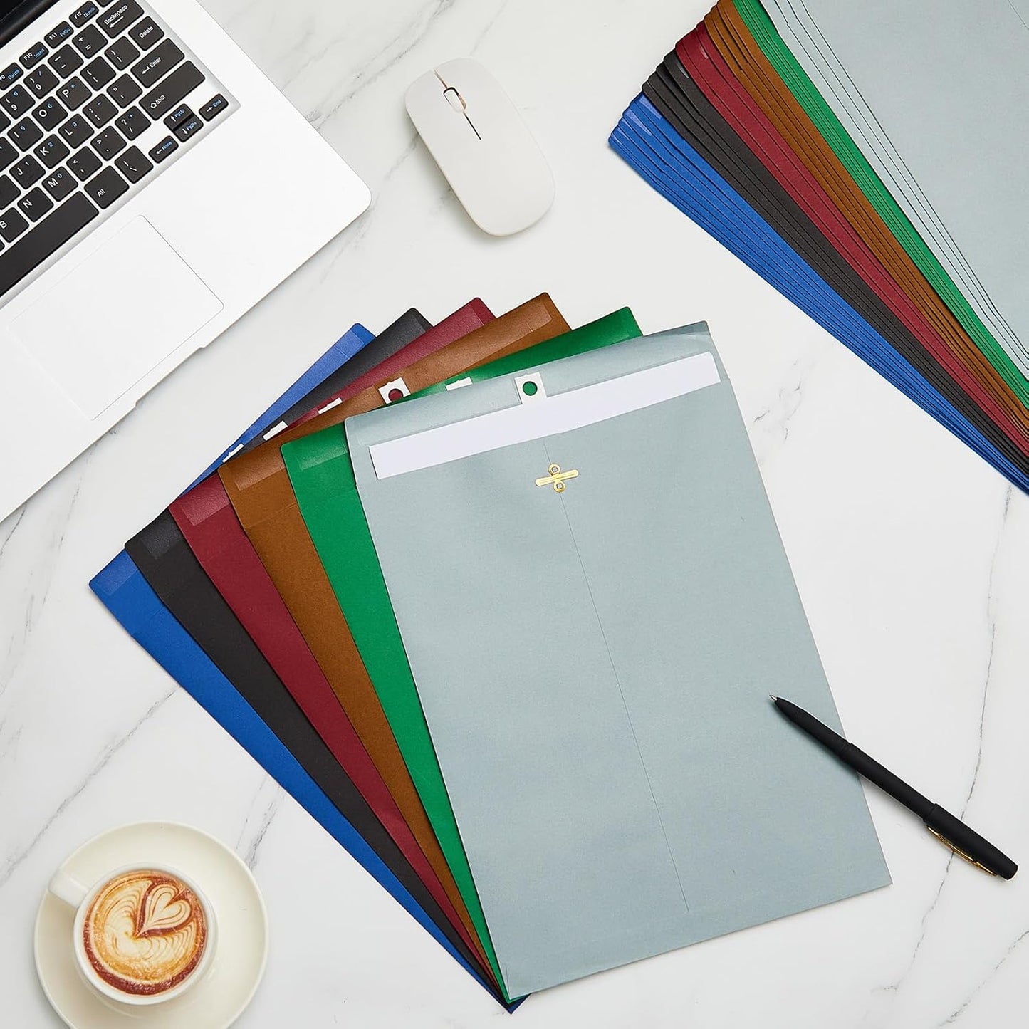 Geyee 100 Pcs Clasp Manilla Envelopes 9 x 12 Inch Gummed Colored Envelopes for Storing or Mailing for Home Office Business Supplies(Retro Color)