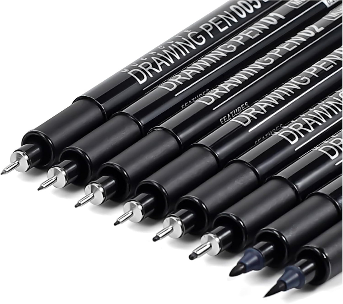 Muchcute Micro Fineliner Drawing Art Pens: 8 Black Fine Line Waterproof Ink Set Artist Supplies Archival Inking Markers Liner Professional Sketch Outline Crafts Sketching Watercolor Zentangle Stuff