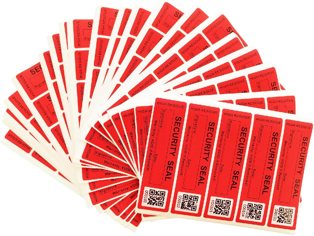 100pcs 25x90mm Total Transfer Tamper Evident Signable Security Tamper Proof Stickers Labels Seals (1x3.54 Inches,QR Code,Matte Red)