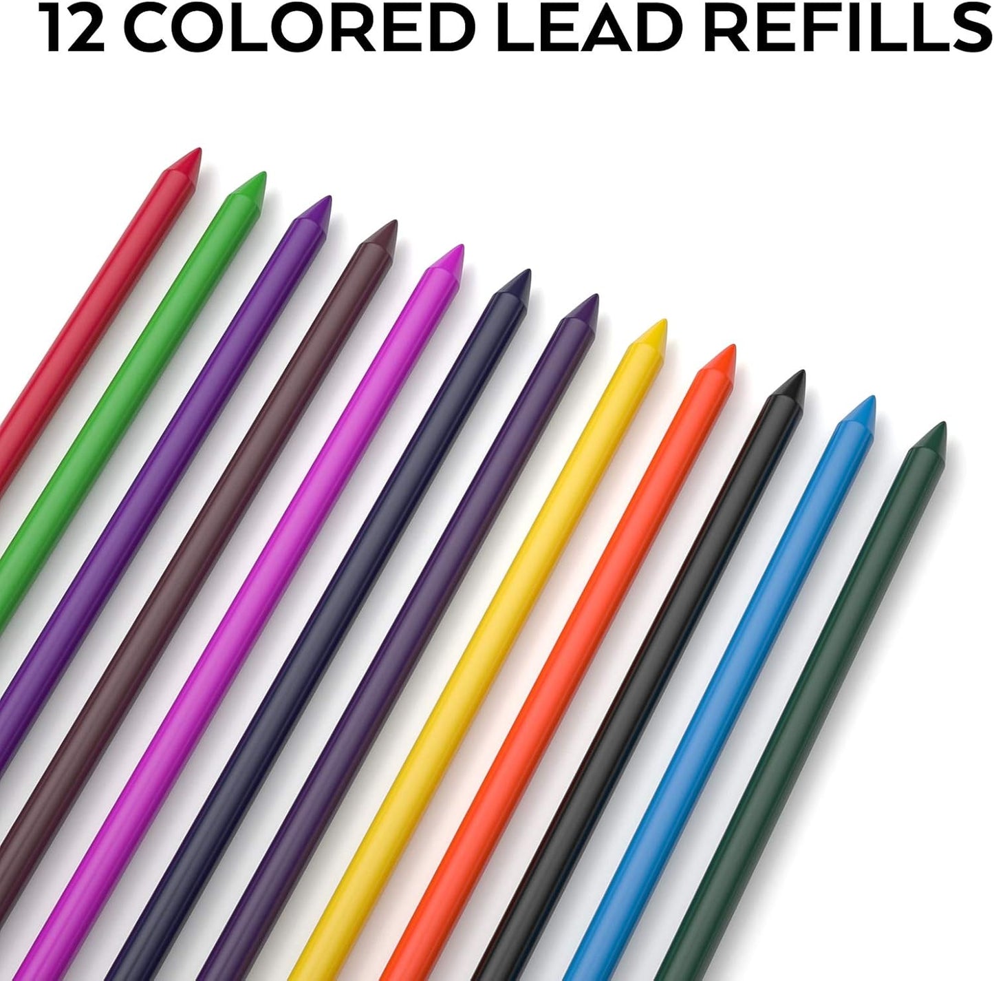 Nicpro Black Metal 2.0 Mechanical Pencil Set with Case, 3 PCS Drafting Lead Holder with 2mm Graphite Lead Refill (HB 2H 4H 2B 4B) & Colors, Sharpeners, Erasers for Artist Writing, Drawing, Sketching