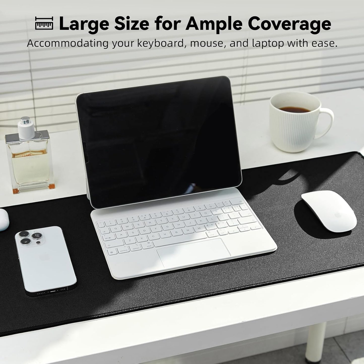Large Gaming Mouse Pad with Durable Stitched Edges, Non-Slip Rubber Base, Big Computer Keyboard Mouse Mat Desk Pad for Home Office Gaming Work, 11.81"x27.56"x0.08", Black