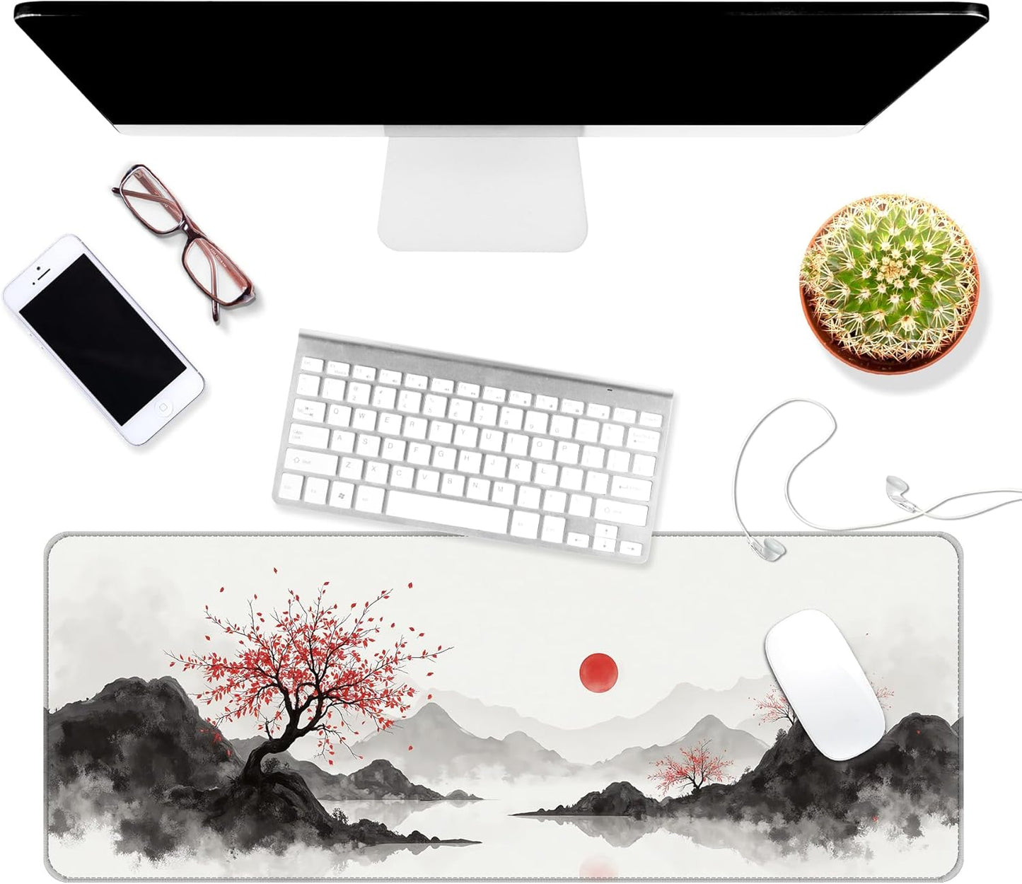 Dynippy Thin Extended Gaming Mouse Pad （31.5 * 11.8 * 0.08 inch） with Stitched Edges Large Mousepad Long XXL Keyboard and Mouse pad Desk Mat for Gaming Office & Home - Artistic Painting