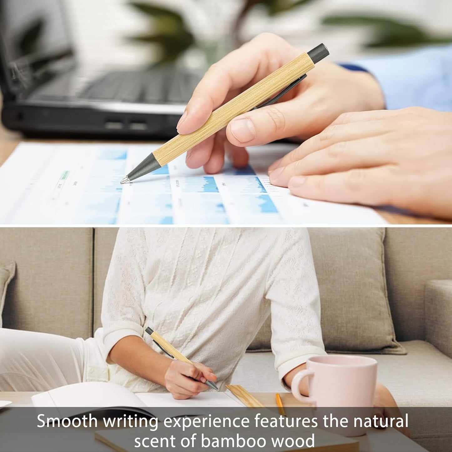 200 Pack Bamboo Pens Bulk Wooden Bamboo Pens Engraving Wooden Ballpoint Pen Customizable Gift Pen Bulk Black